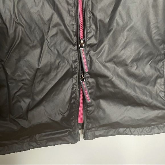 Superdry Japan Women's Zip Up Black Pink Windcheater Windbreaker Jacket Size M - Picture 3 of 10